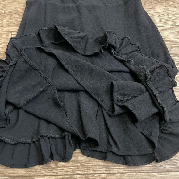 Reformation Black Christine Tie Shoulder Ruffle Hem Mini Dress - Picture 12 of 14